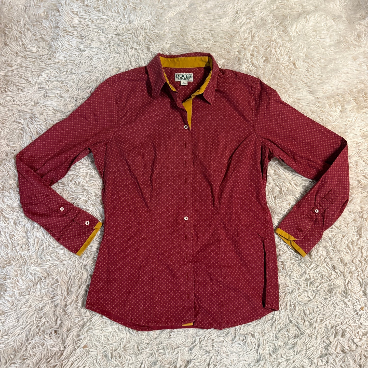 Women’s Large Red Dover Long Sleeve Horseback Riding Button Down Shirt