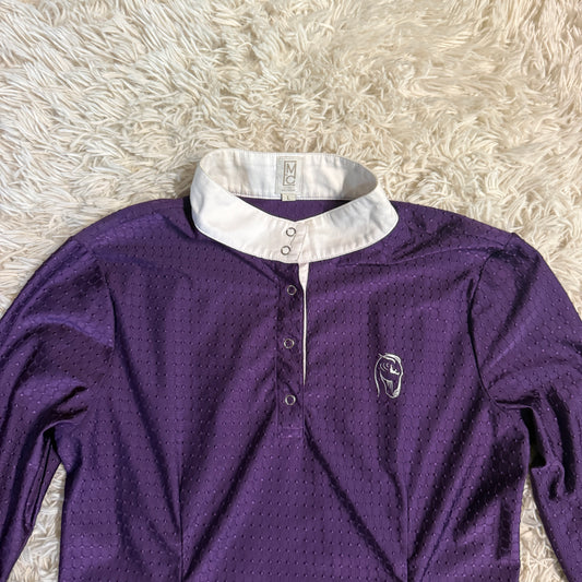 Women’s Large Purple Emcee Equestrian Long Sleeve Horseback Riding Show Shirt