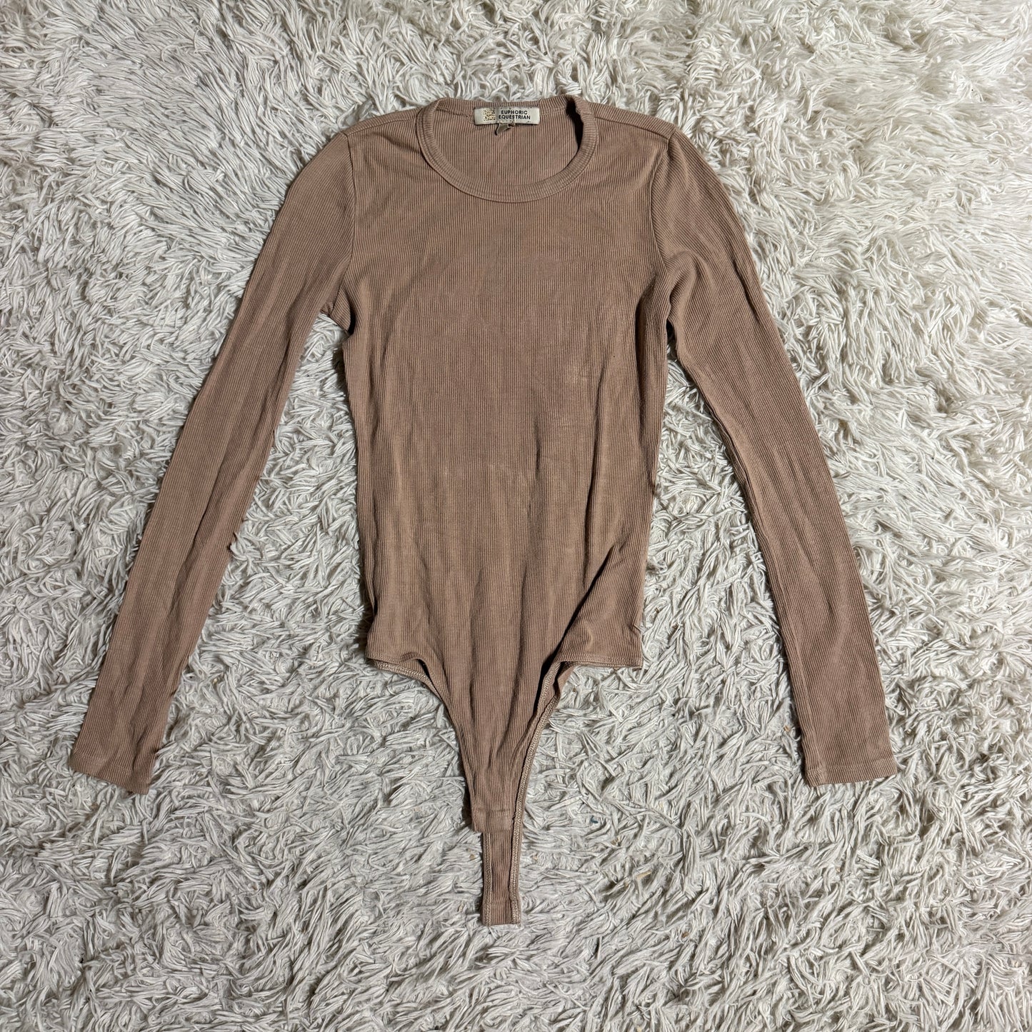 Women’s XS Tan Euphoric Equestrian Long Sleeve Horseback Riding Bodysuit Top