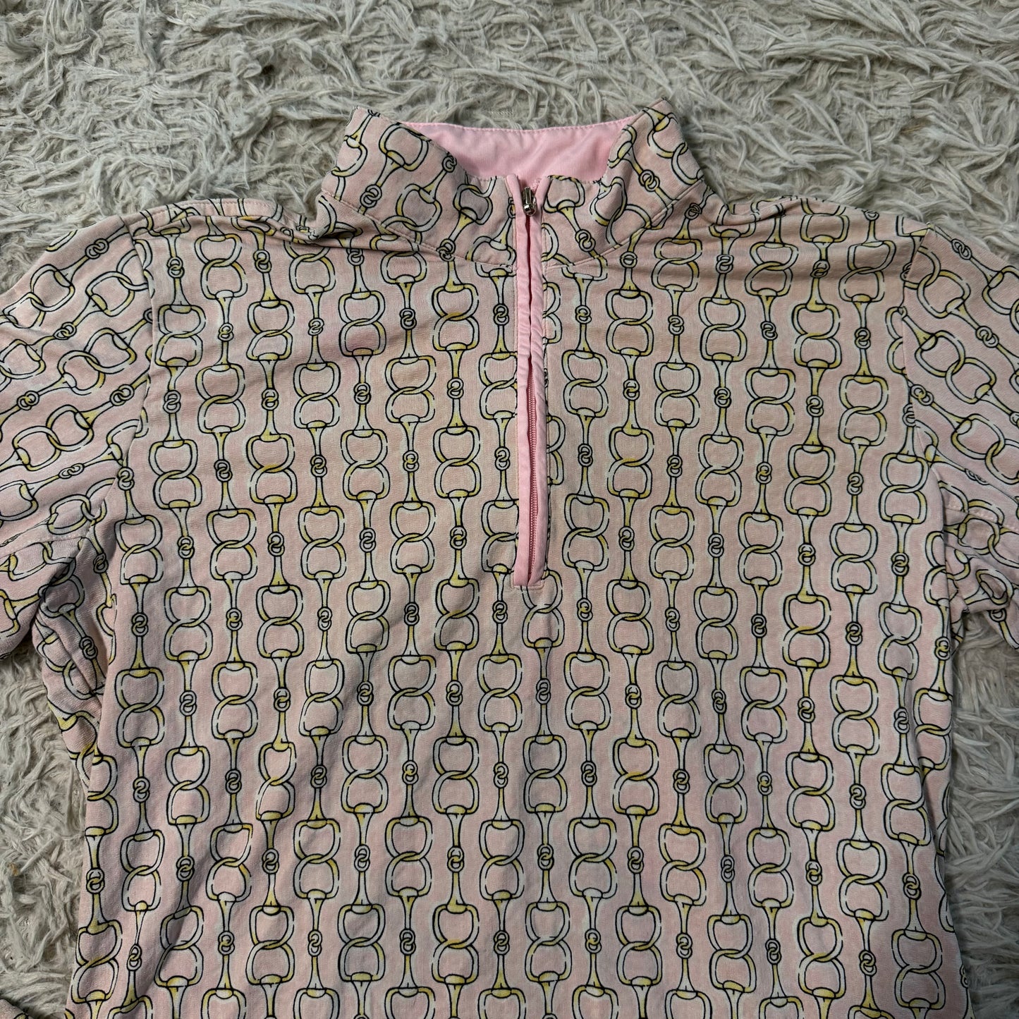 Women’s Medium Pink Bit Pattern SanSoliel Long Sleeve Horseback Riding Sunshirt