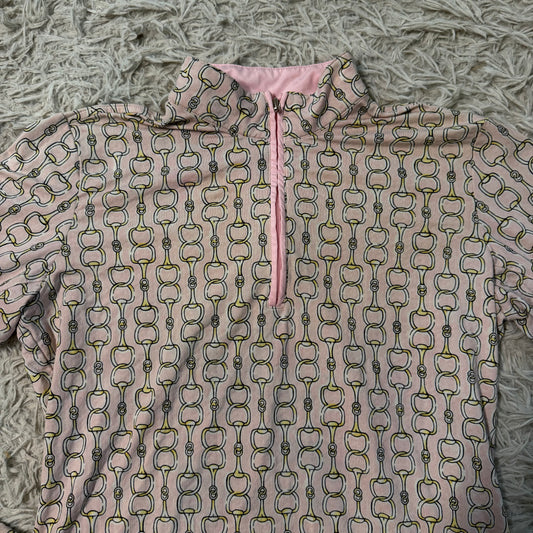Women’s Medium Pink Bit Pattern SanSoliel Long Sleeve Horseback Riding Sunshirt
