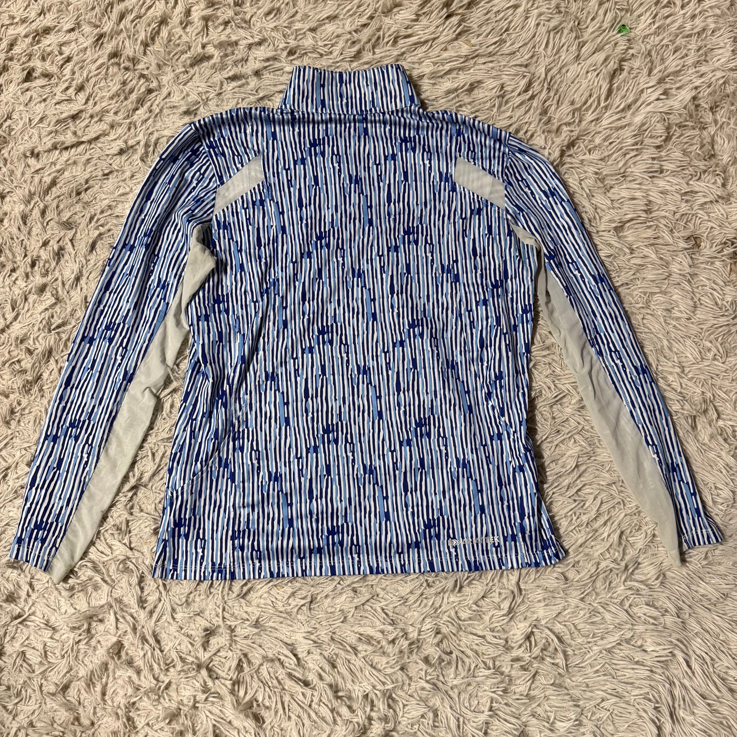 Women’s Large Ariat Blue Striped Pattern Long Sleeve Horseback Riding Sunshirt