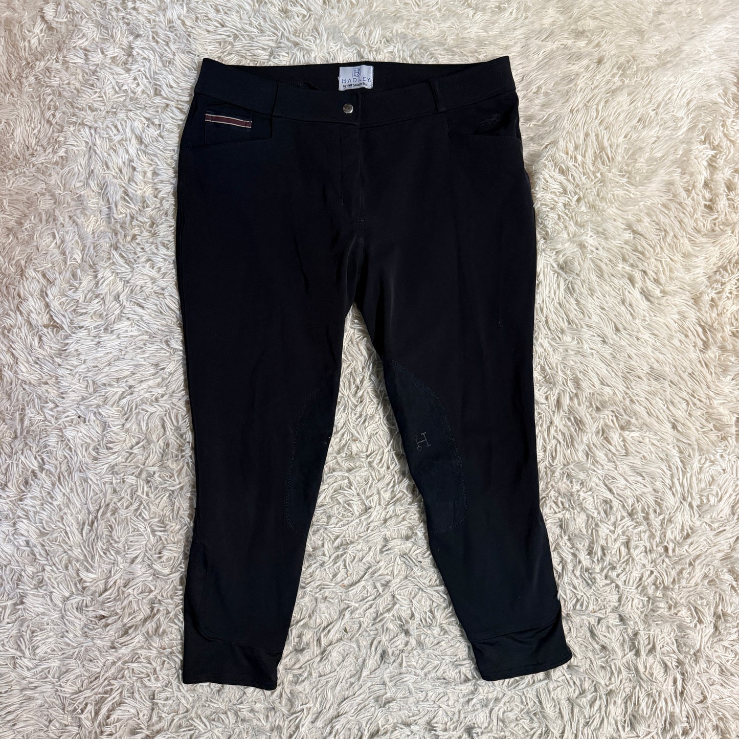 Women’s Size 38R Black Smartpak Hadley Knee Patch Horseback Riding Breeches