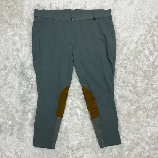 Women’s Size 44R Grey Romfh Knee Patch Horseback Riding Breeches