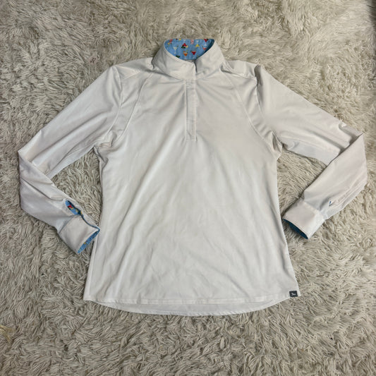 Women’s Large White RJ Classics Long Sleeve Horseback Riding Show Shirt