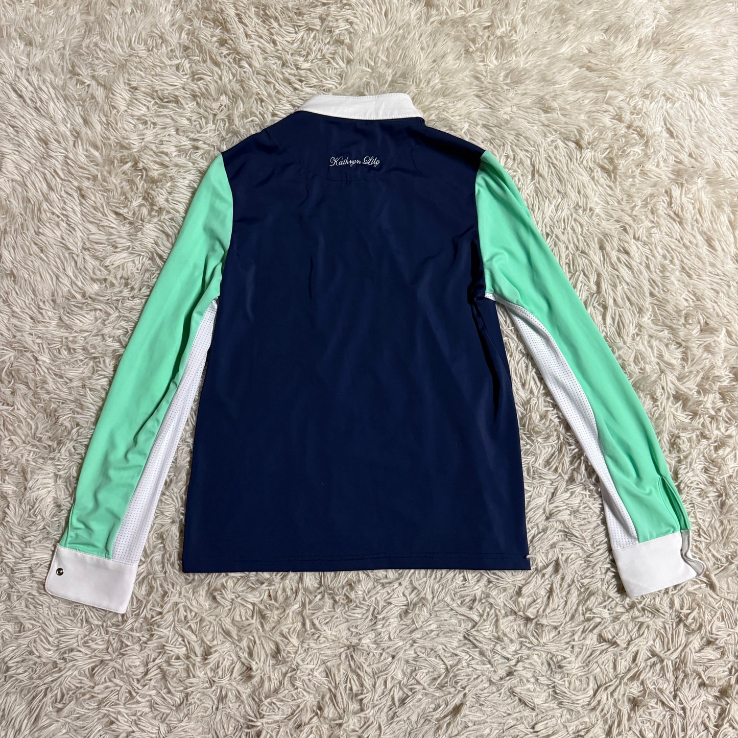 New Child’s Large Blue Kathryn Lily Long Sleeve Horseback Riding Show Shirt