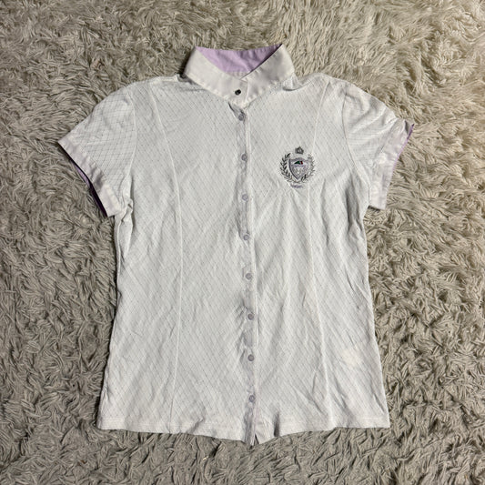 Women’s Size IT46 White Equiline Helen Short Sleeve Horseback Riding Show Shirt