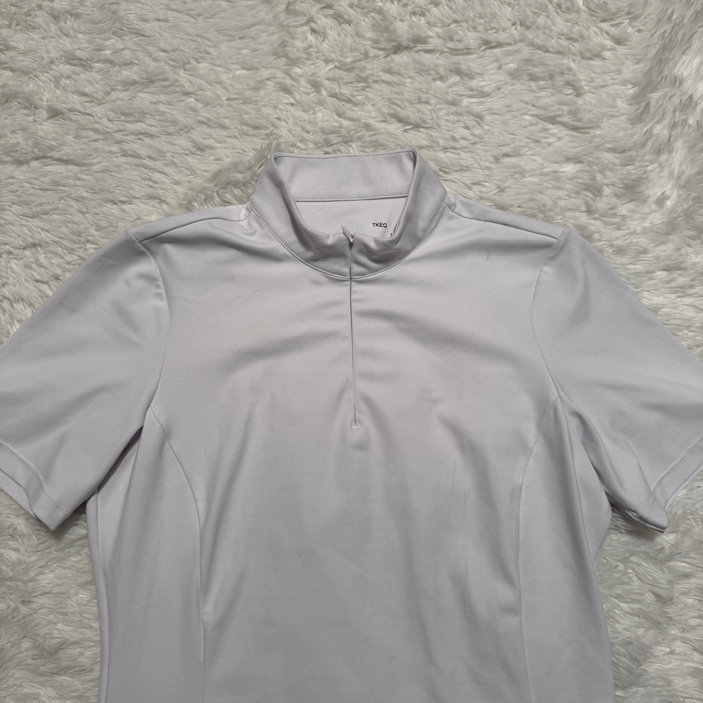 Women’s Large White TKEQ Short Sleeve Horseback Riding Show Shirt