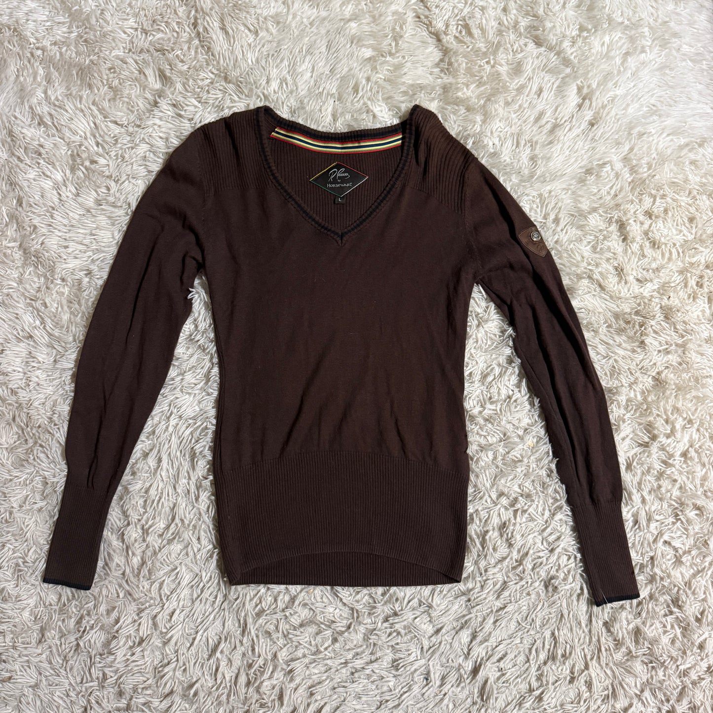 Women’s Large Brown Pessoa By Horseware Long Sleeve Horseback Riding Sweater