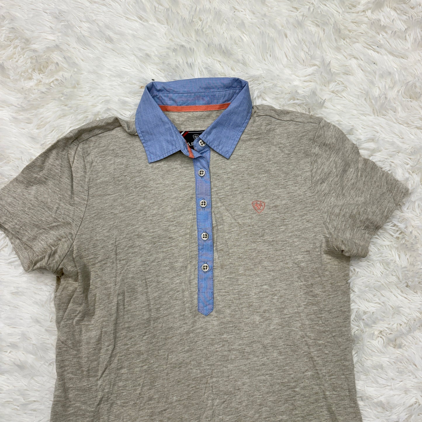 Women’s Medium Grey Ariat Short Sleeve Horseback Riding Polo Shirt