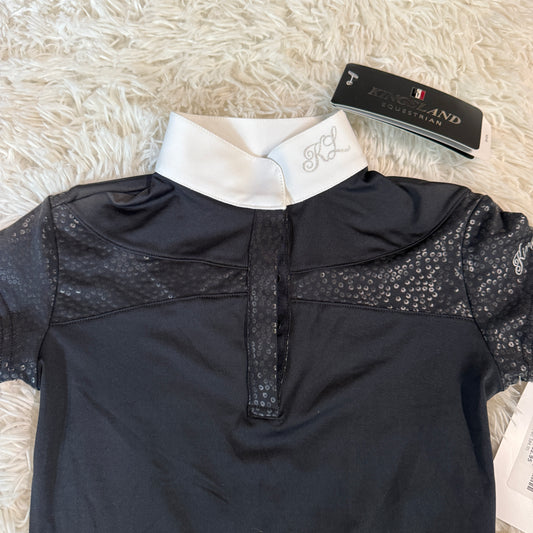 New Child’s XS Black Kingsland Short Sleeve Horseback Riding Show Shirt
