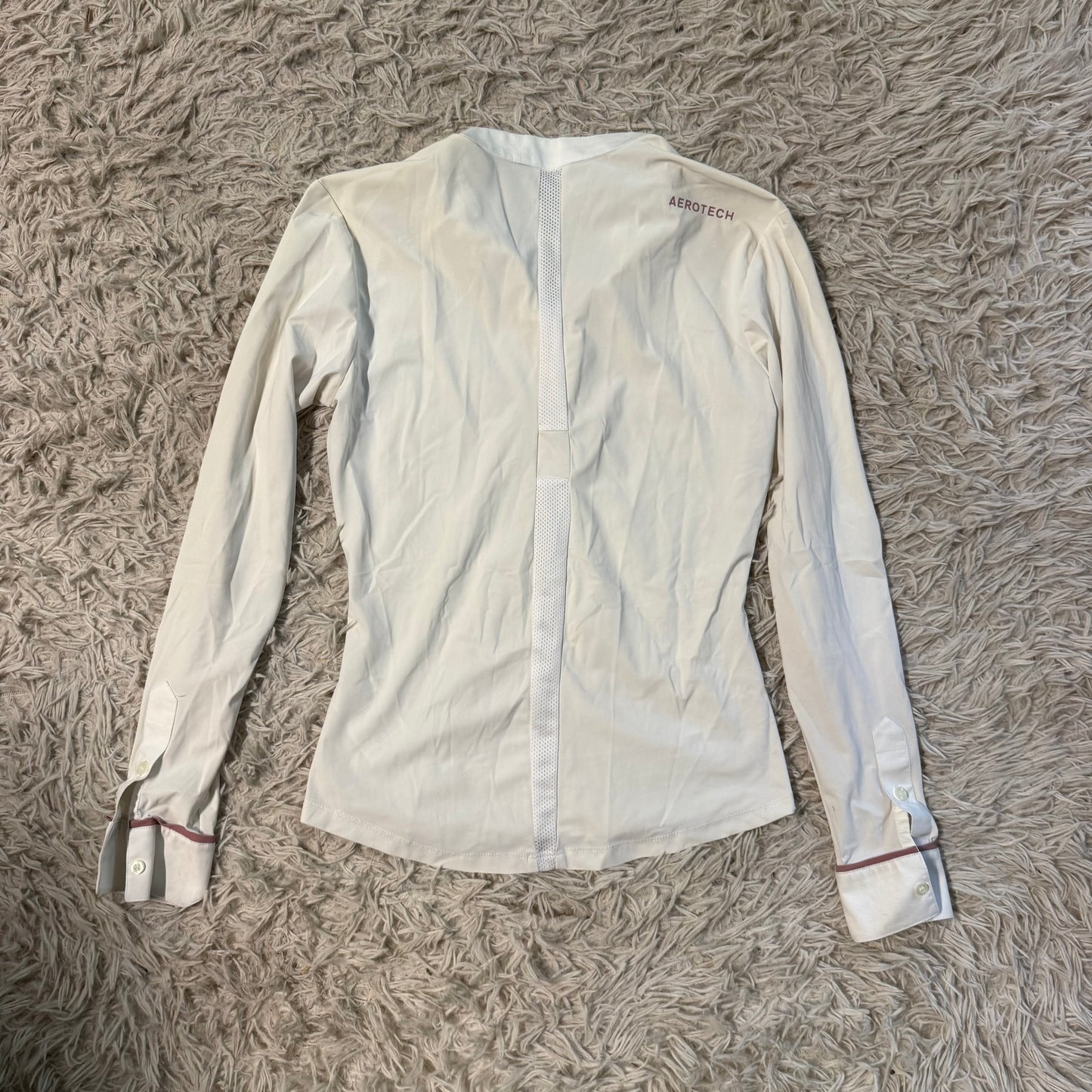 Women’s Small White Horse Pilot Long Sleeve Horseback Riding Show Shirt
