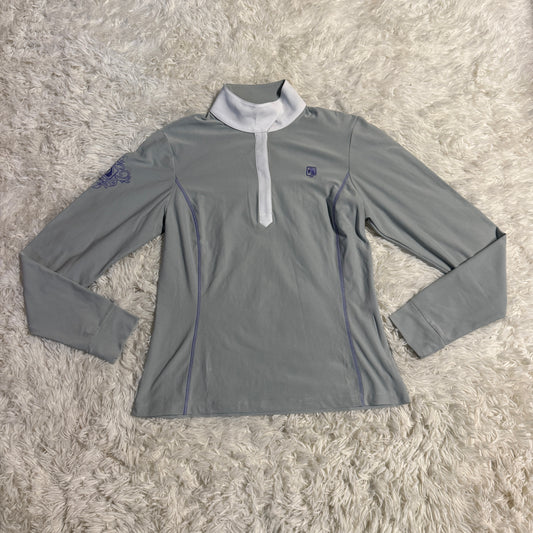 Women’s Medium Grey Romfh Long Sleeve Horseback Riding Show Shirt