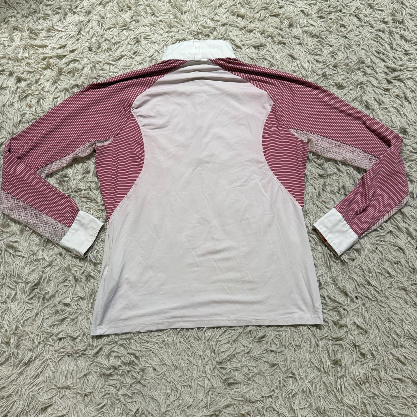 Women’s Large White/Pink Ariat Long Sleeve Horseback Riding Show Shirt
