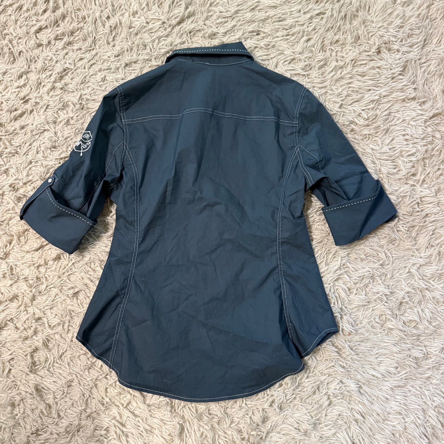 New Women’s Medium Blue Goode Rider Horseback Riding Button Down Shirt