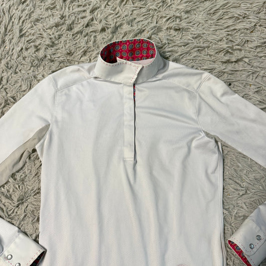 Women’s Small White Essex Classics Long Sleeve Horseback Riding Show Shirt