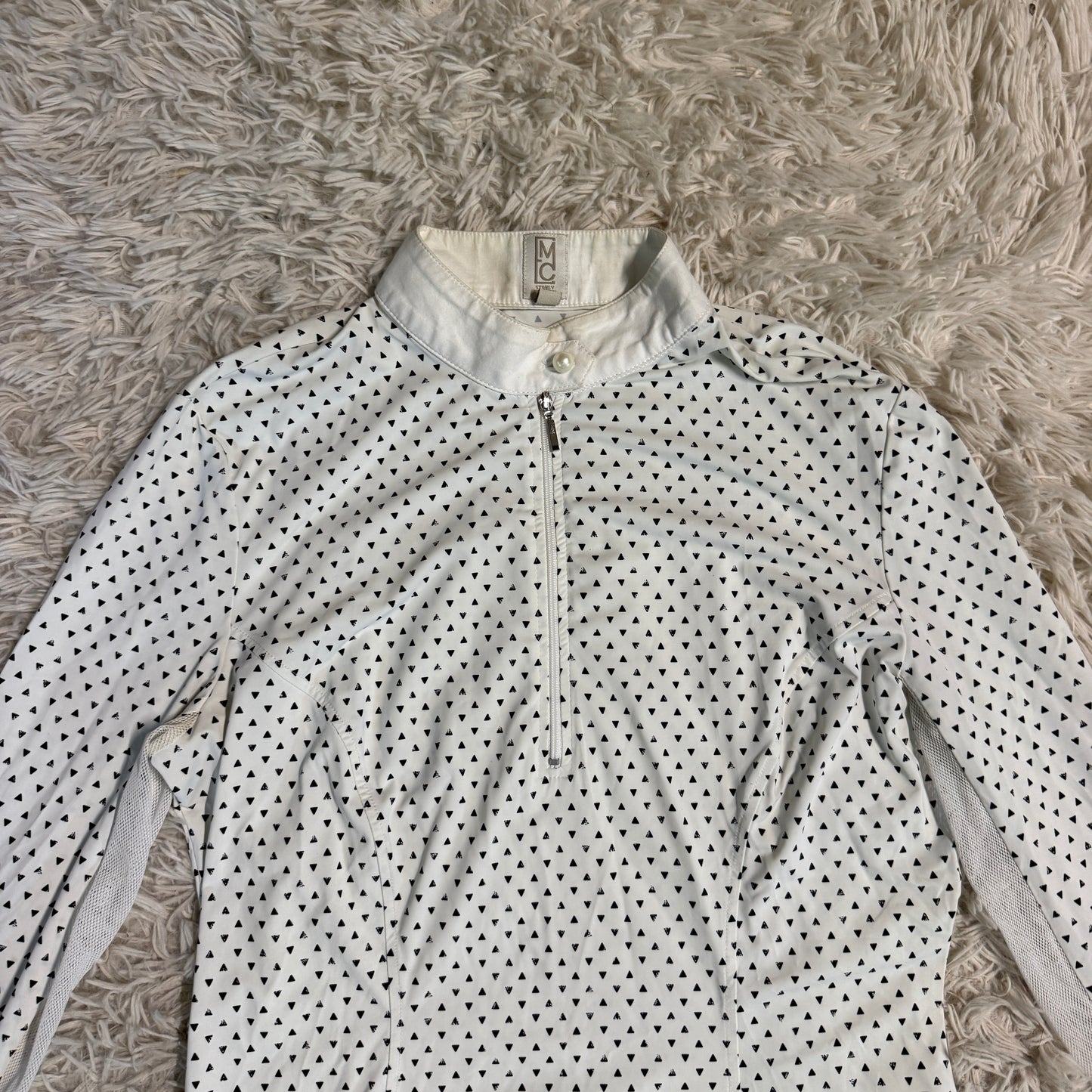 Women’s Large Polka Dot Emcee Equestrian Long Sleeve Horseback Riding Show Shirt
