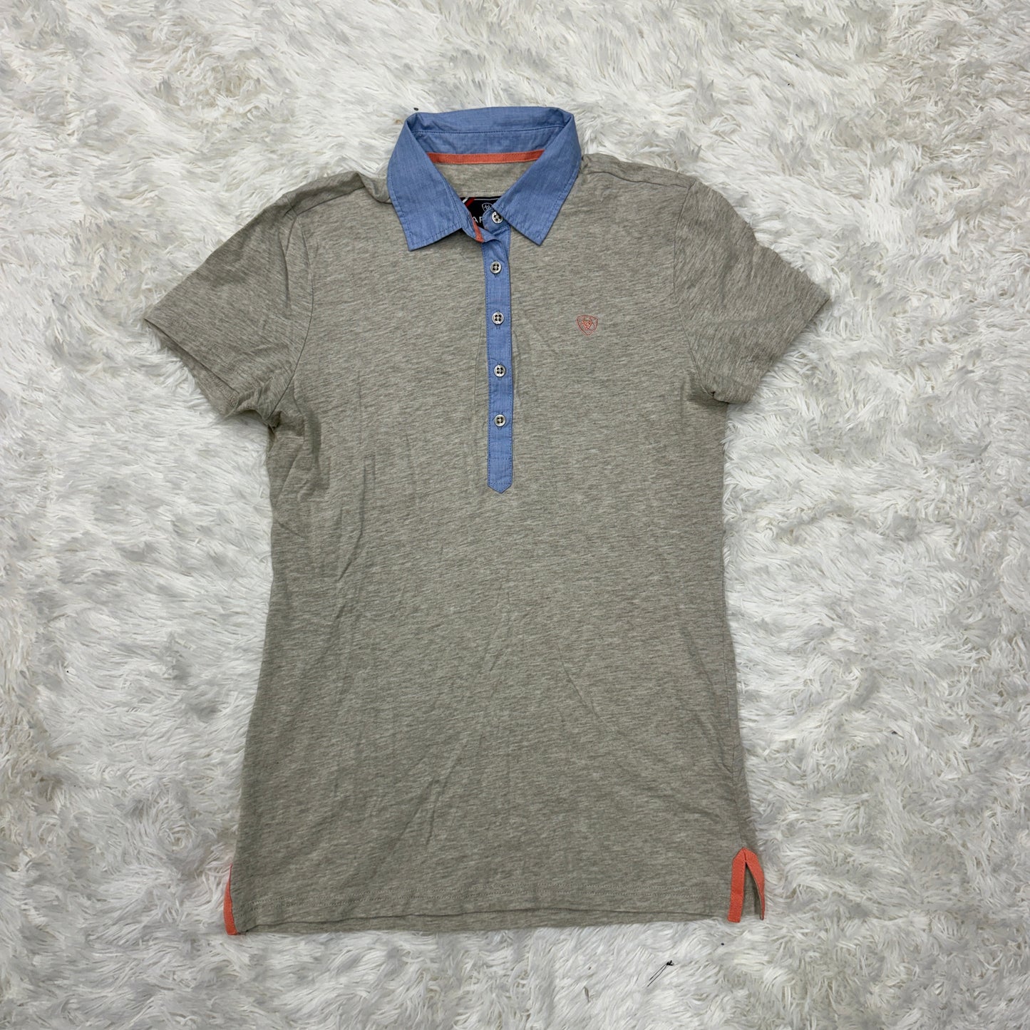 Women’s Medium Grey Ariat Short Sleeve Horseback Riding Polo Shirt