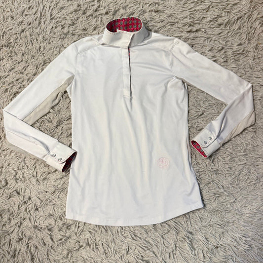 Women’s Small White Essex Classics Long Sleeve Horseback Riding Show Shirt