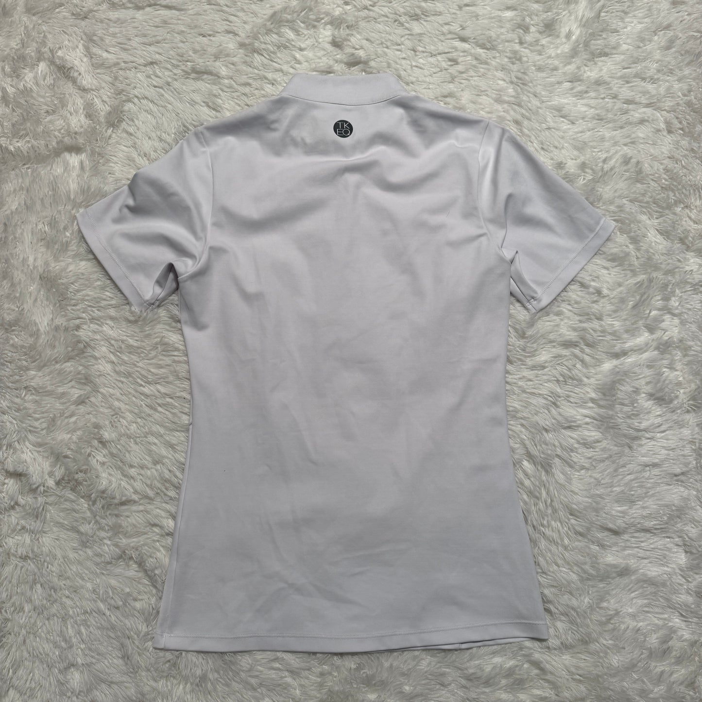 Women’s Large White TKEQ Short Sleeve Horseback Riding Show Shirt