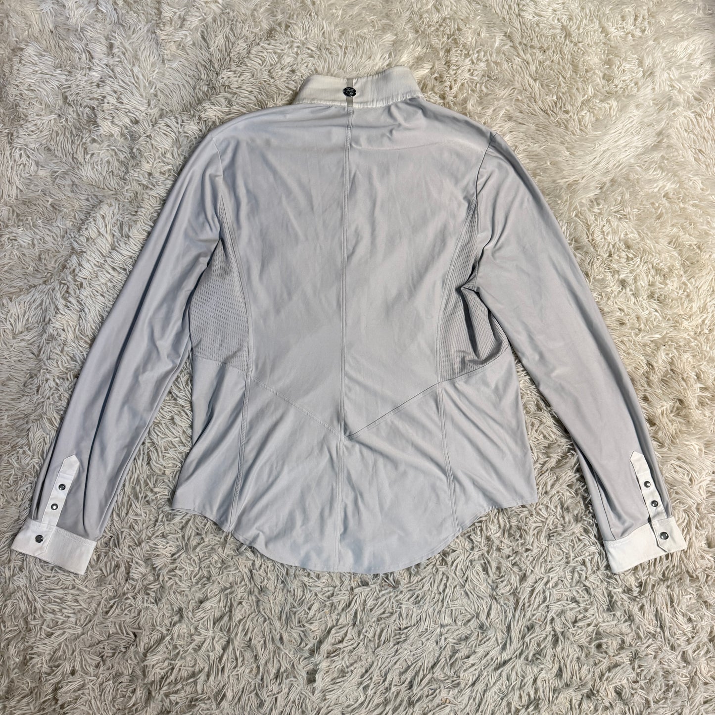 Women’s Size 2XL White/Grey Noel Asmar Long Sleeve Horseback Riding Show Shirt