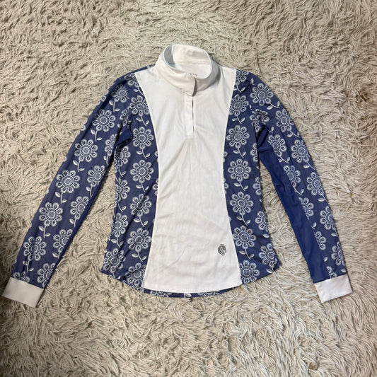 Women’s M White/Purple Equinavia Long Sleeve Horseback Riding Show Shirt
