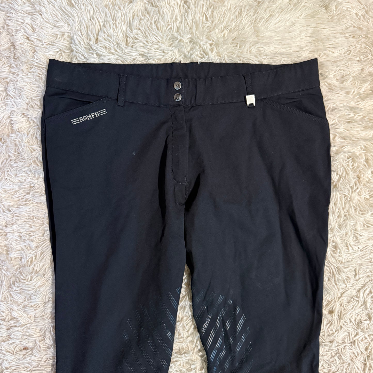 Women’s Size 40R Black Romfh Knee Patch Horseback Riding Breeches