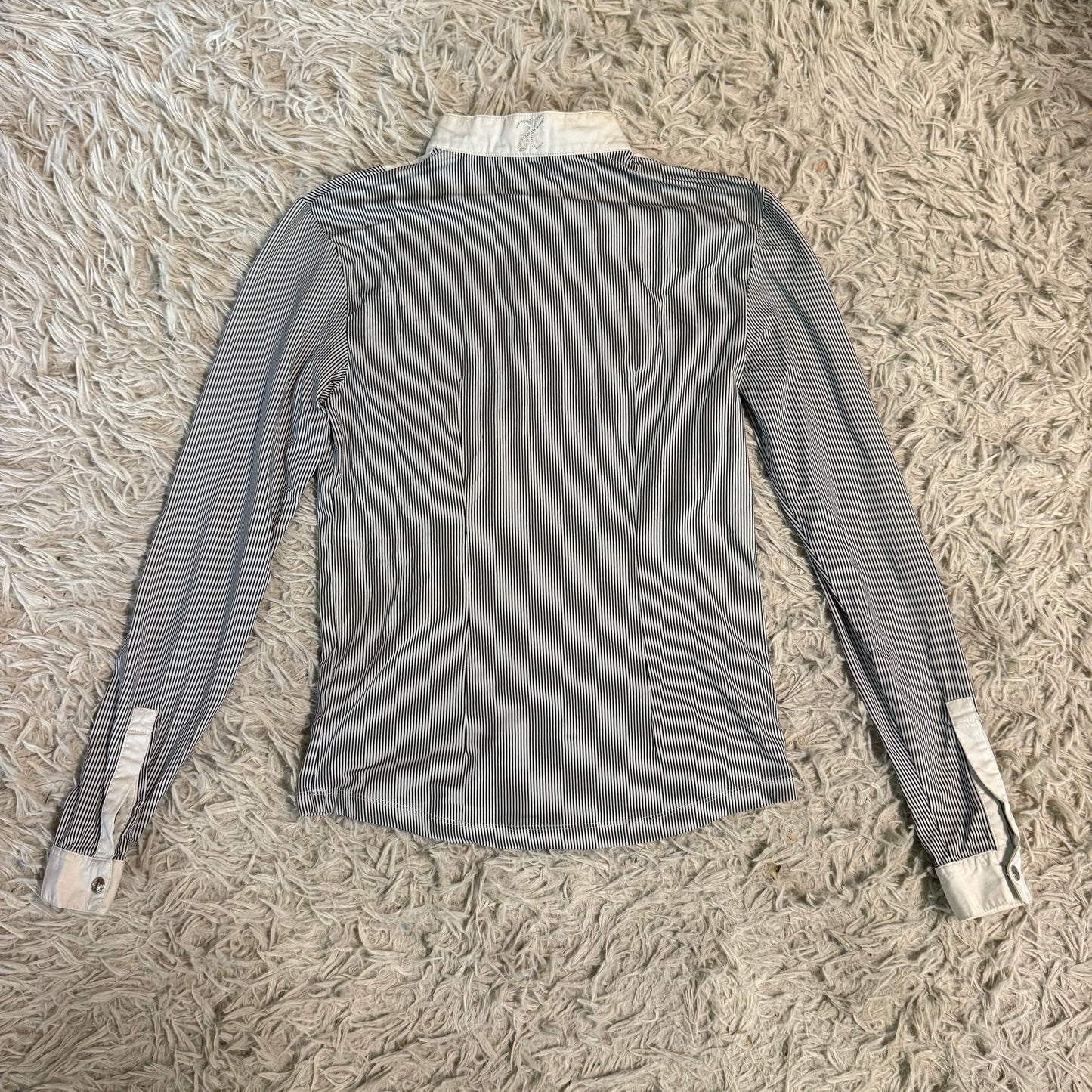 Women’s XS Black/White Striped Harcour Long Sleeve Horseback Riding Show Shirt