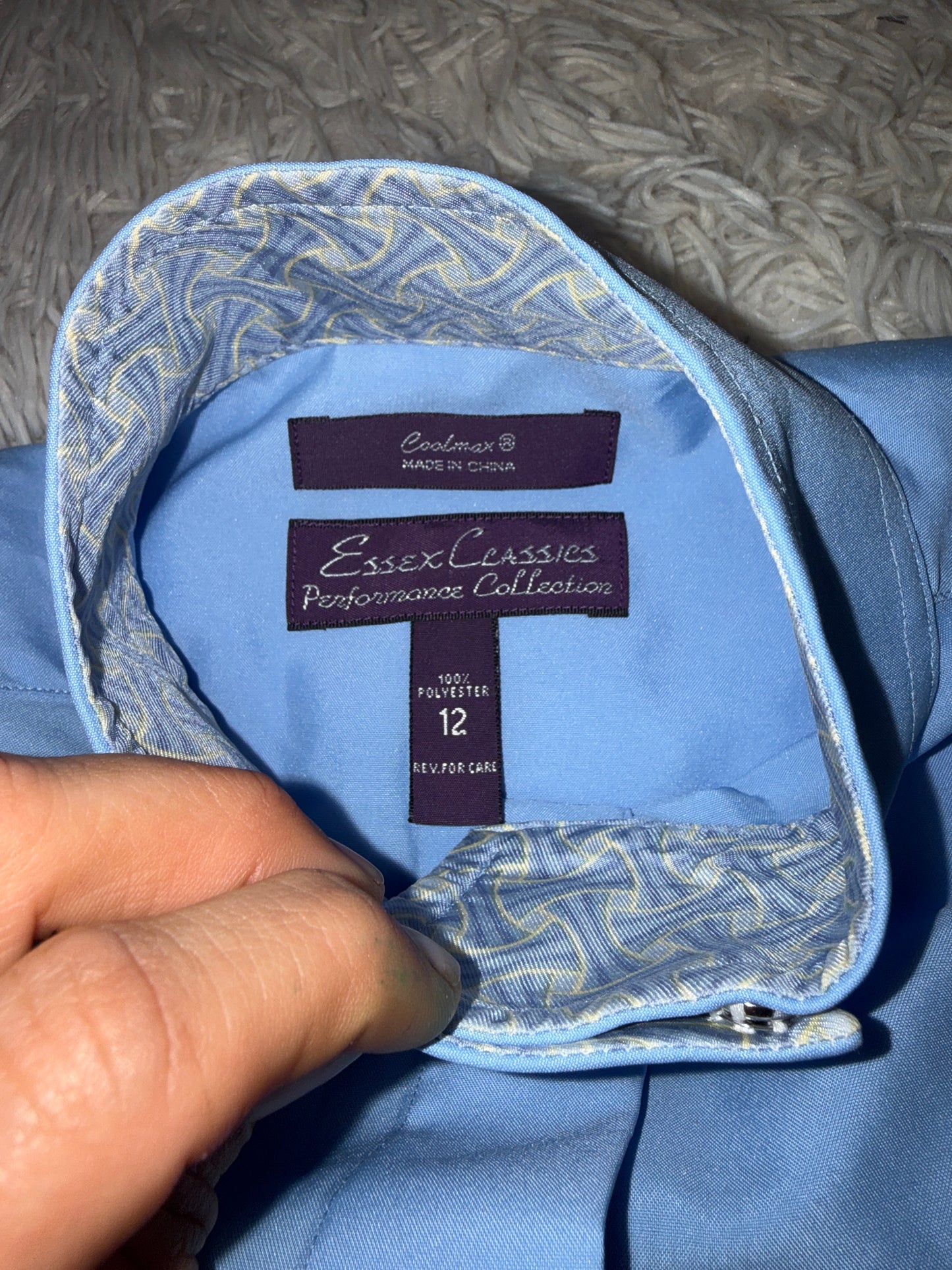 Child’s Size 12 Blue Essex Classics Long Sleeve Horseback Riding Show Shirt