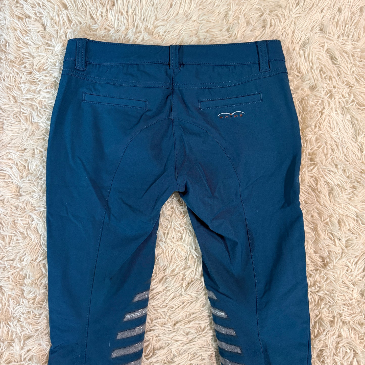 Women’s Size IT42 Blue Animo Knee Patch Horseback Riding Breeches. Good Condition.