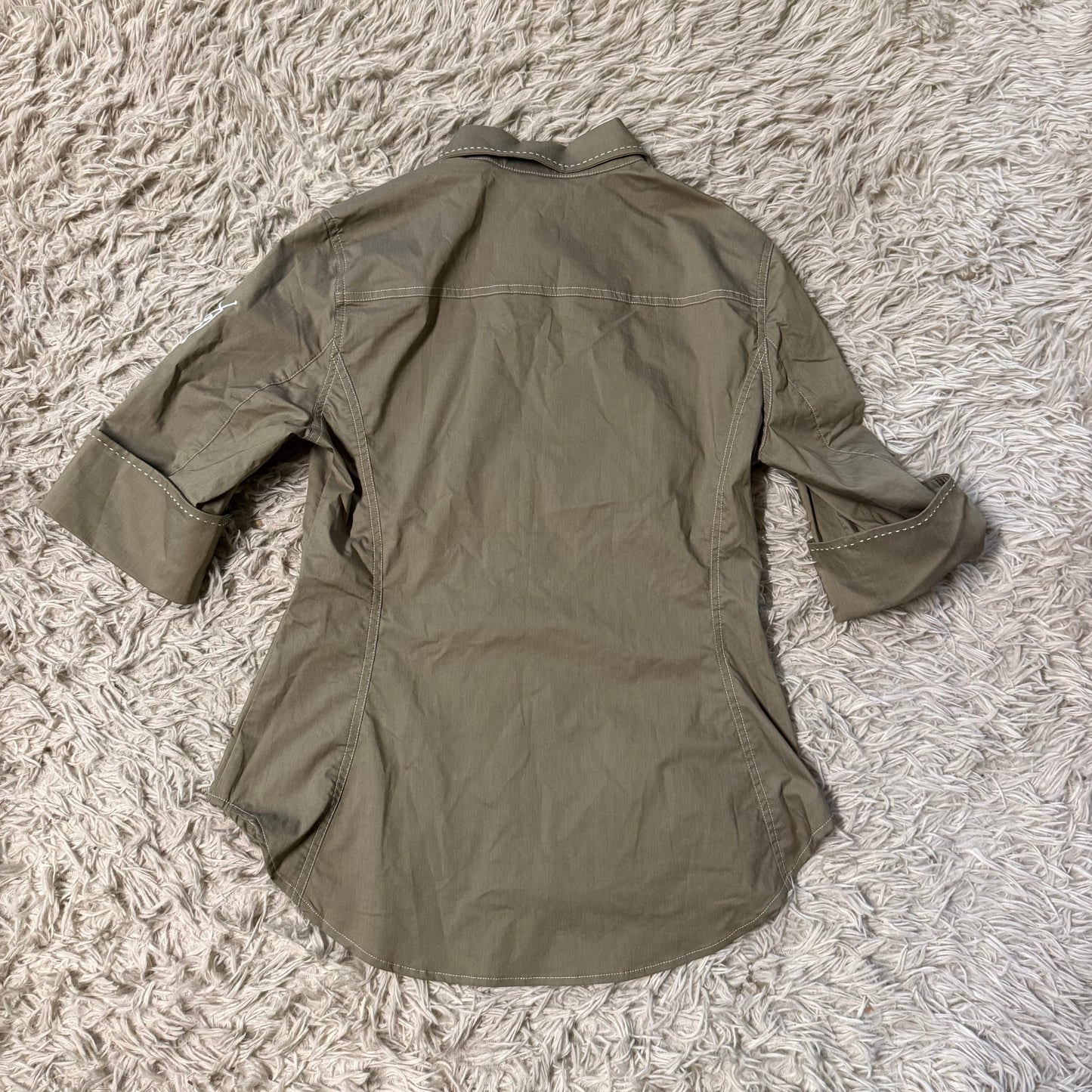 New Women’s Small Khaki Goode Rider Horseback Riding Button Down Shirt