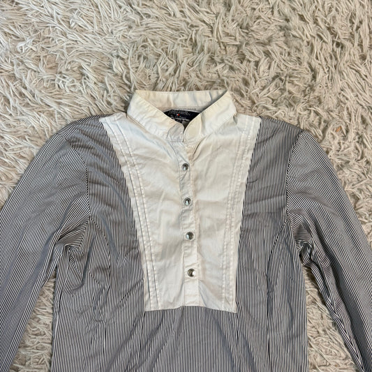 Women’s XS Black/White Striped Harcour Long Sleeve Horseback Riding Show Shirt