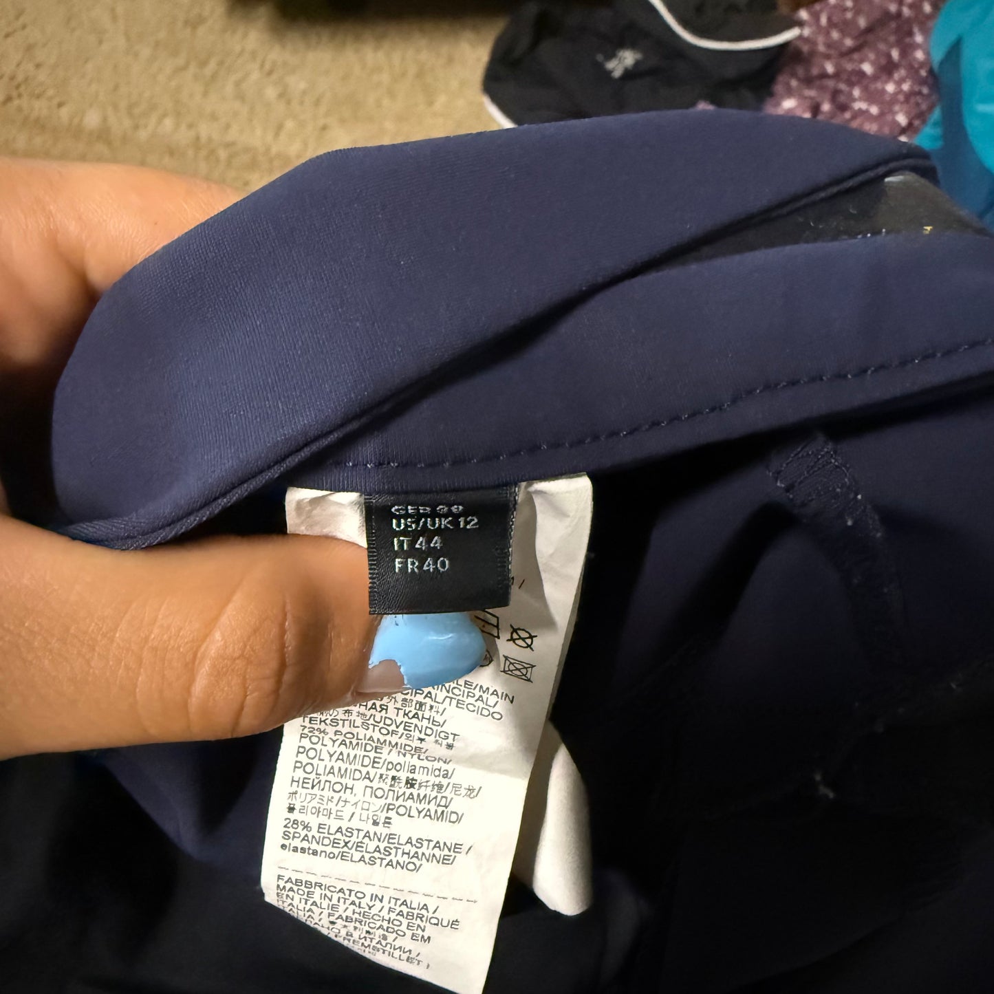 Women’s Size IT44 Navy Cavalleria Toscana Knee Patch Horseback Riding Breeches