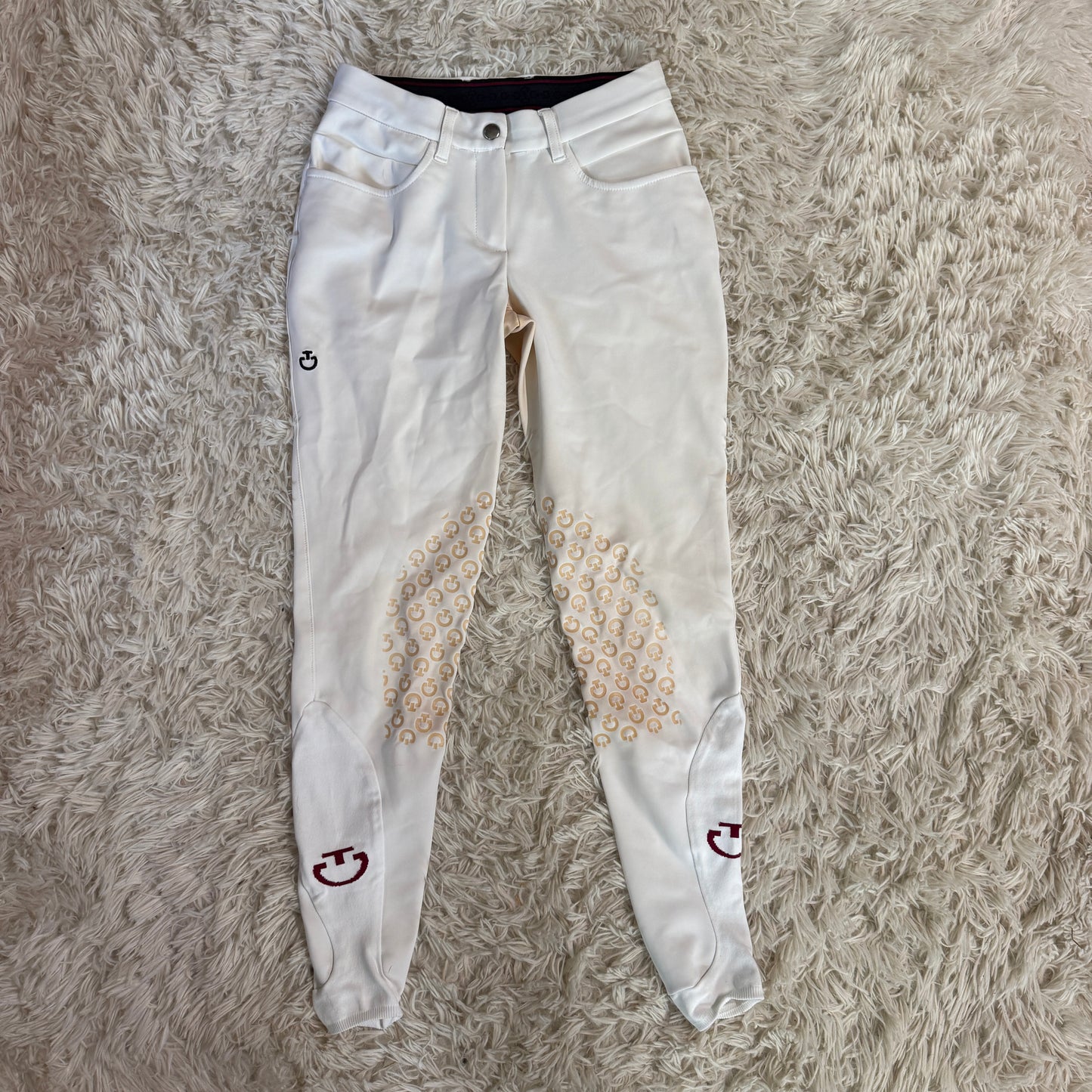 Women’s Size IT38 White Cavalleria Toscana Knee Patch Horseback Riding Breeches