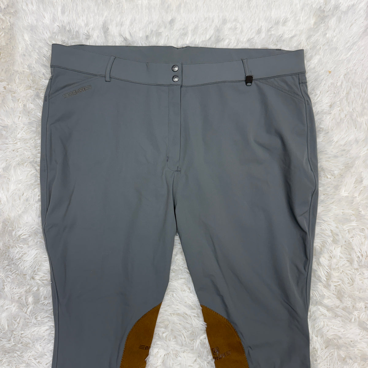 Women’s Size 44R Grey Romfh Knee Patch Horseback Riding Breeches