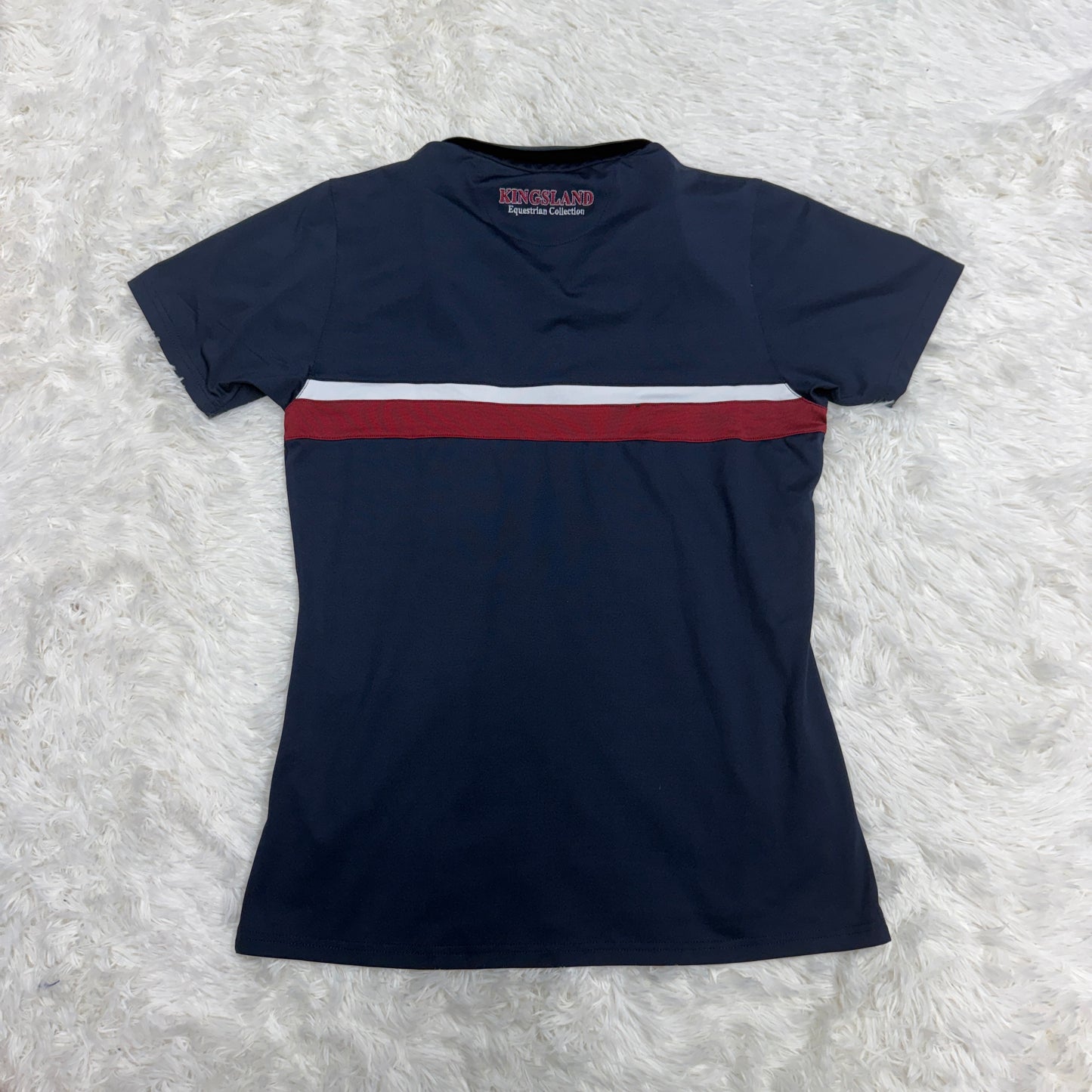 Women’s Large Navy Kingsland Short Sleeve Horseback Riding Wicking Polo Shirt