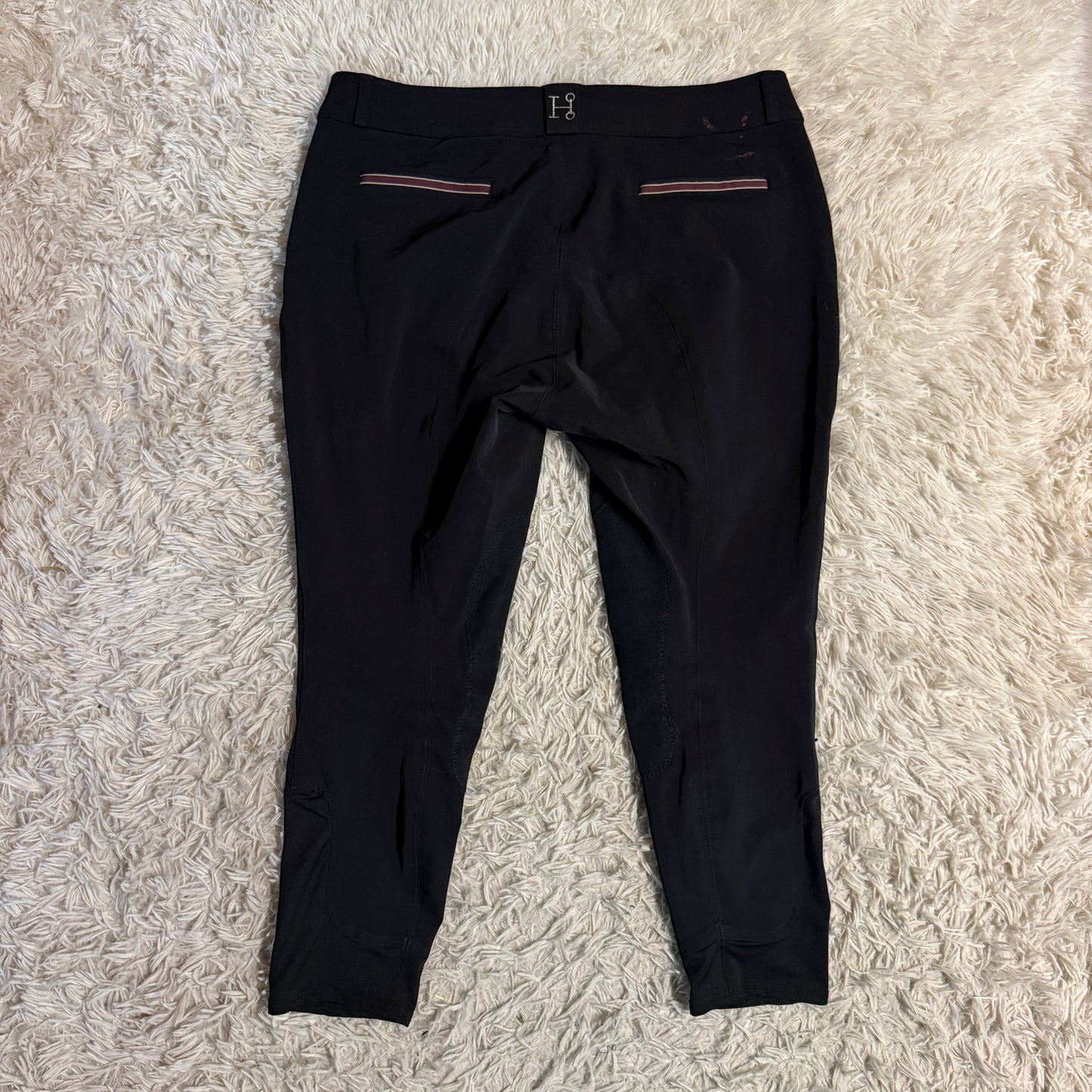 Women’s Size 38R Black Smartpak Hadley Knee Patch Horseback Riding Breeches