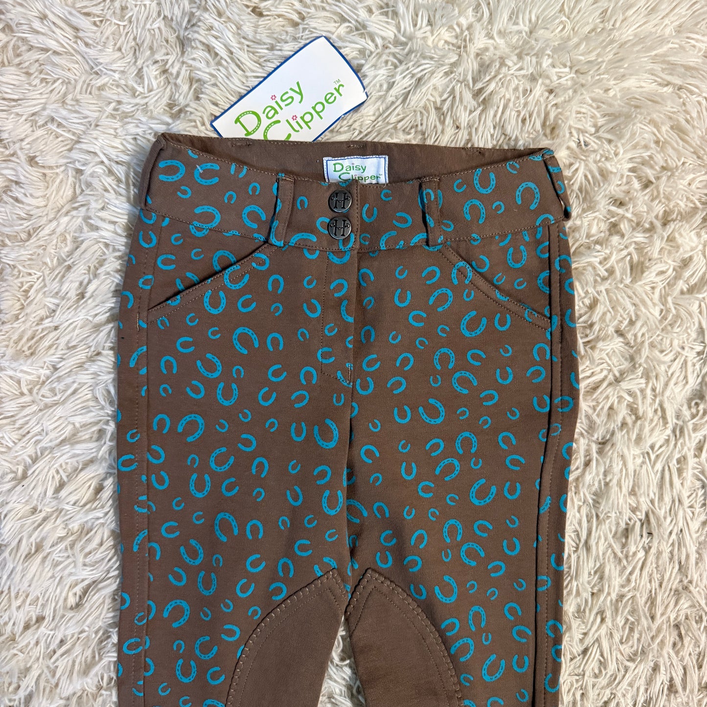New Child’s Size 6R Brown Daisy Clipper Knee Patch Horseback Riding Jodphurs