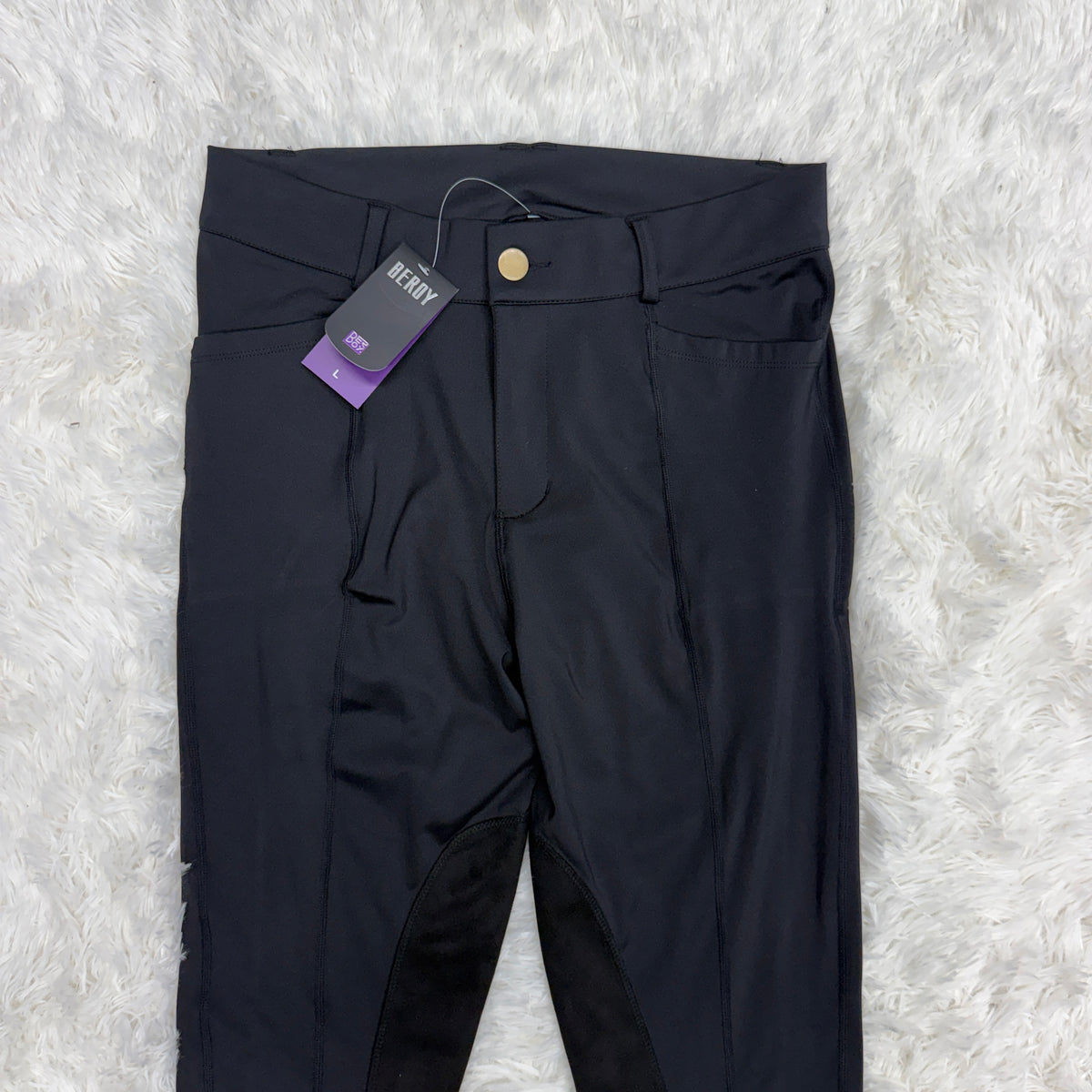 New Women’s Large Black Beroy Knee Patch Horseback Riding Tights