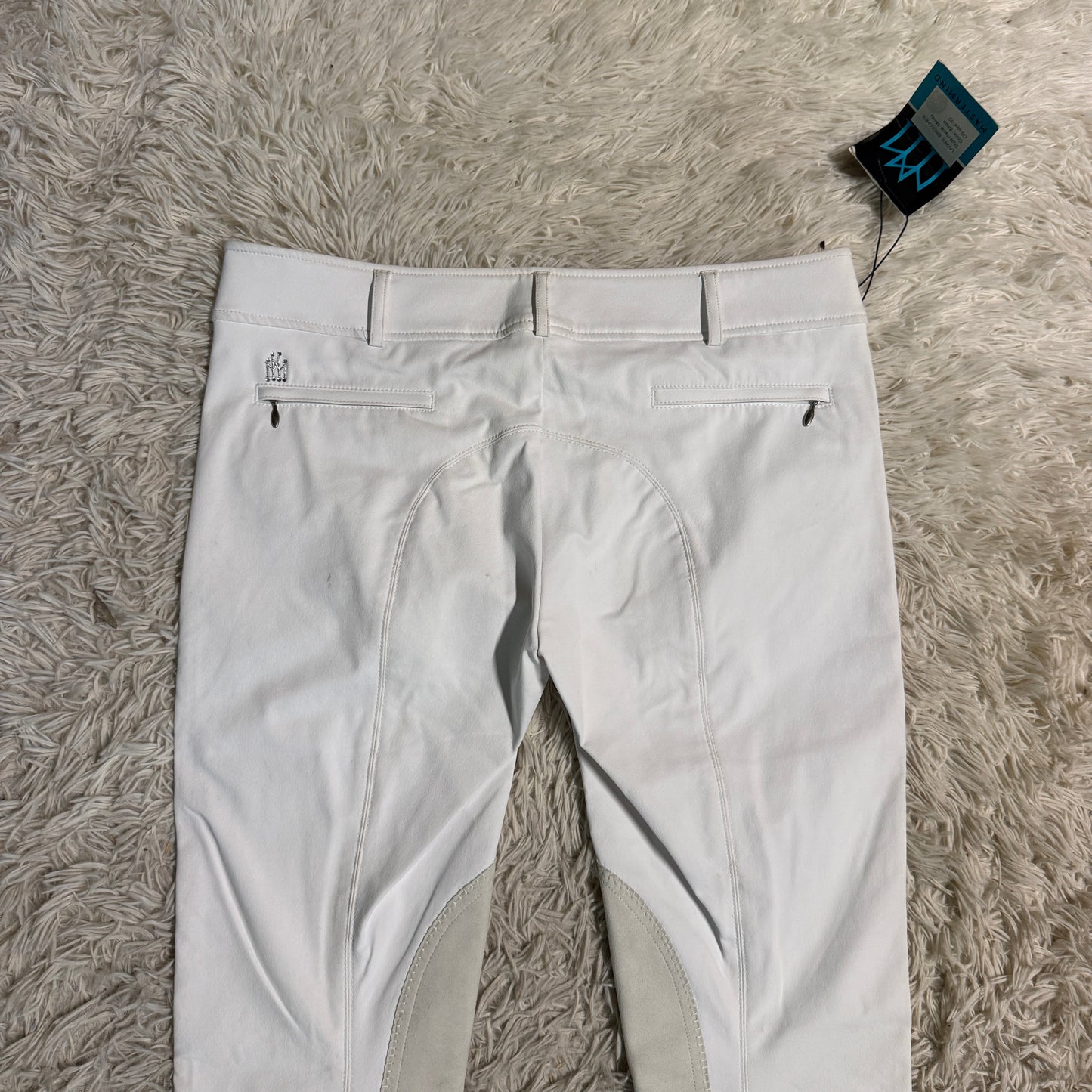 New Women’s Size 32R White Mastermind Knee Patch Horseback Riding Breeches