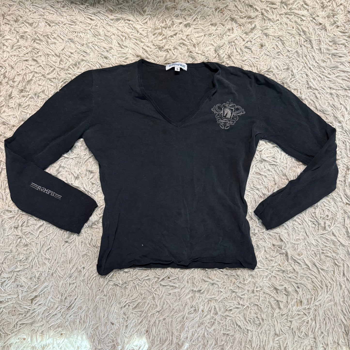 Women’s Small Black Romfh Long Sleeve Horseback Riding Lightweight Sweater