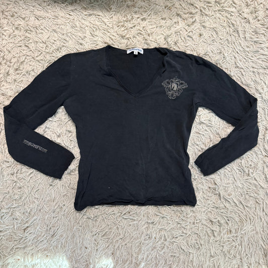 Women’s Small Black Romfh Long Sleeve Horseback Riding Lightweight Sweater