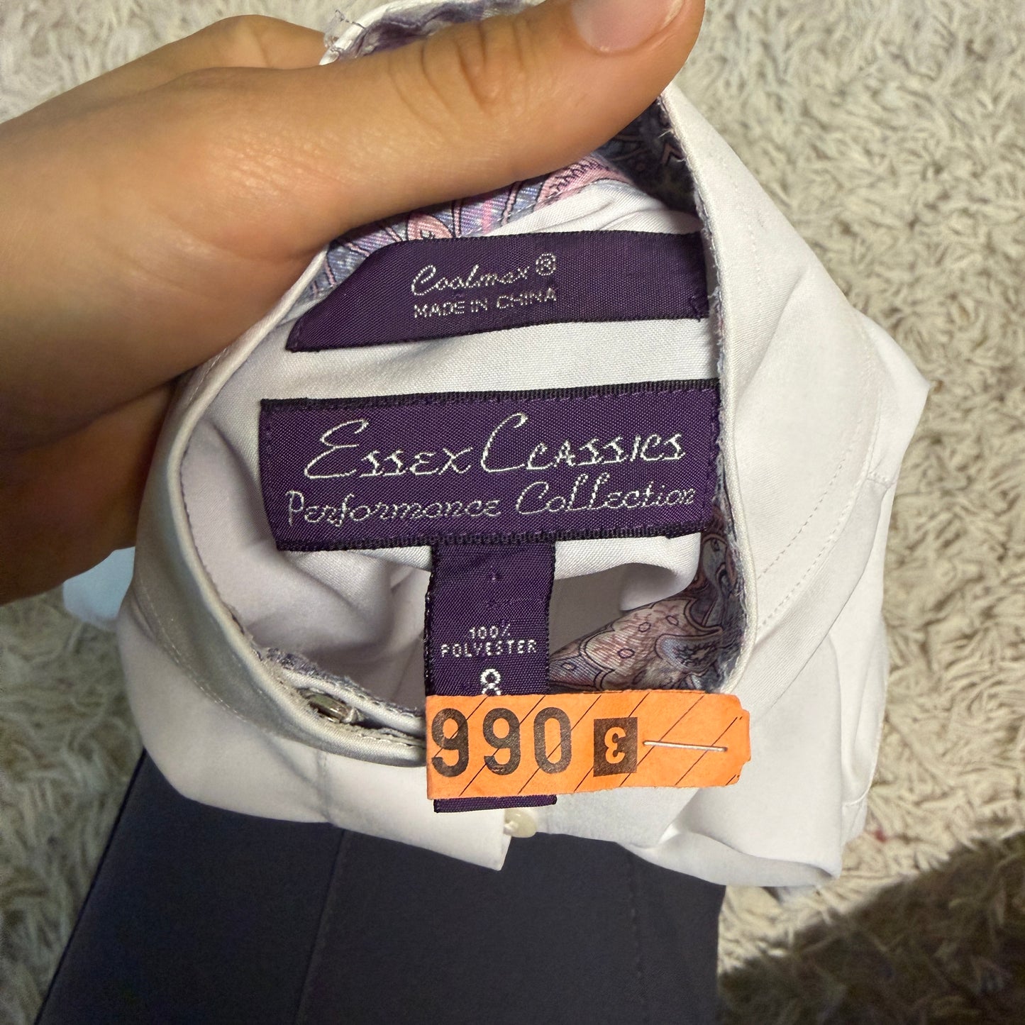 Child’s Size 8 White Essex Classics Long Sleeve Horseback Riding Show Shirt