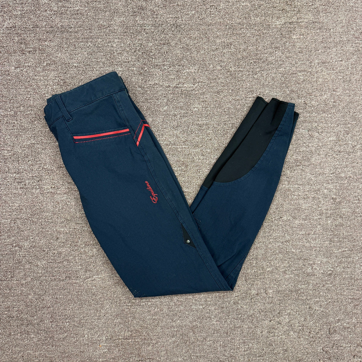 Women’s Size IT42 Navy Equiline Knee Patch Horseback Riding Breeches
