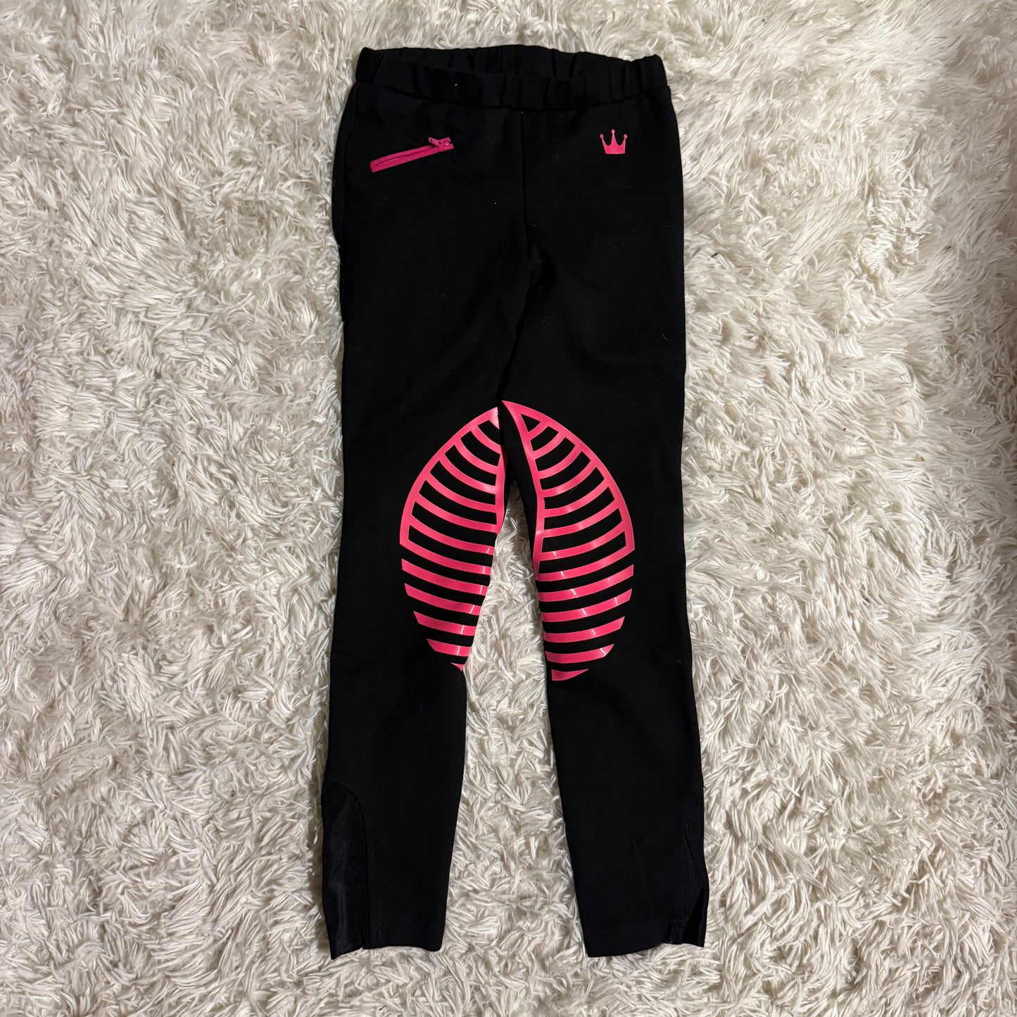 Child’s Size 8R Black HR Farm Knee Patch Horseback Riding Breeches