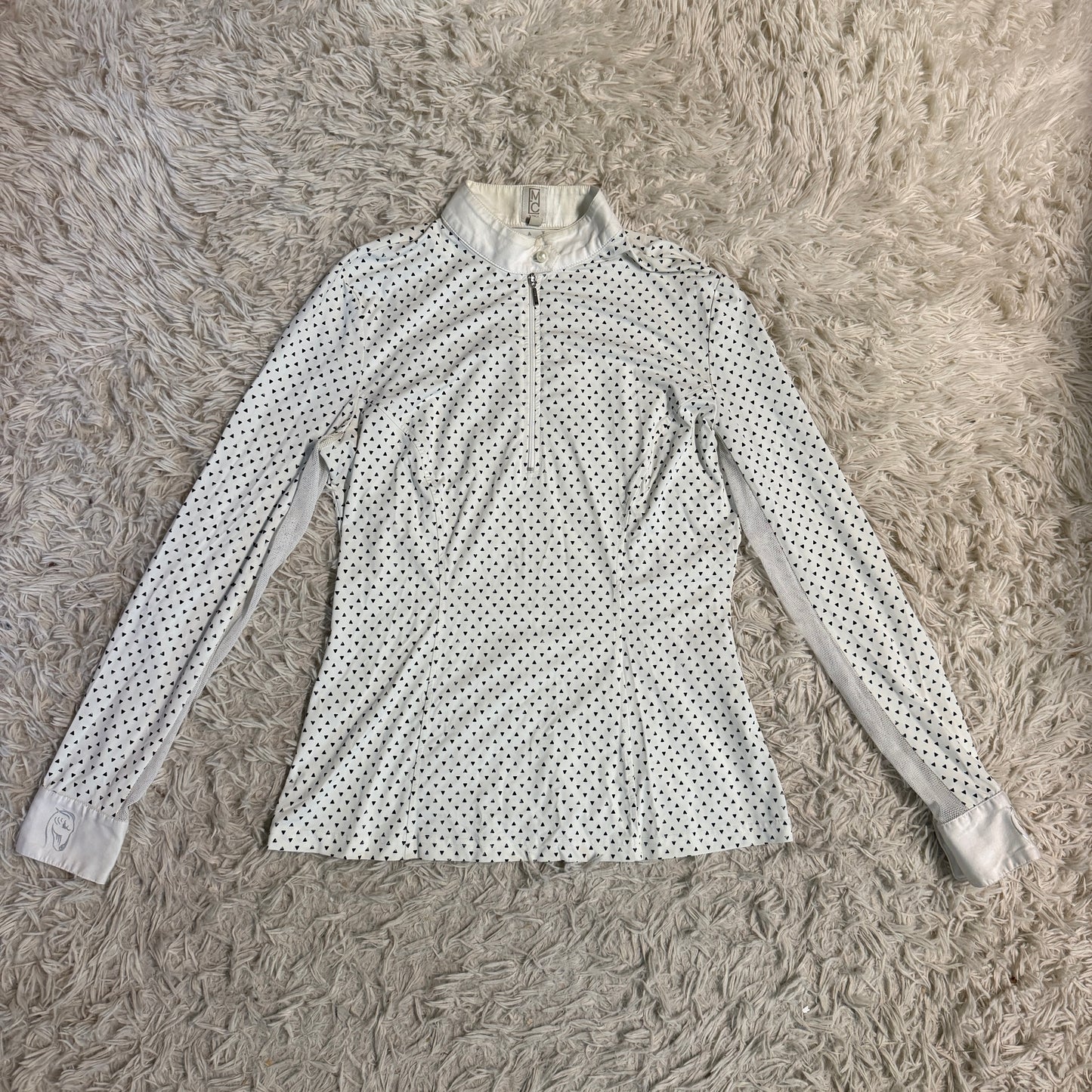 Women’s Large Polka Dot Emcee Equestrian Long Sleeve Horseback Riding Show Shirt