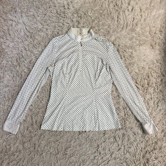 Women’s Large Polka Dot Emcee Equestrian Long Sleeve Horseback Riding Show Shirt