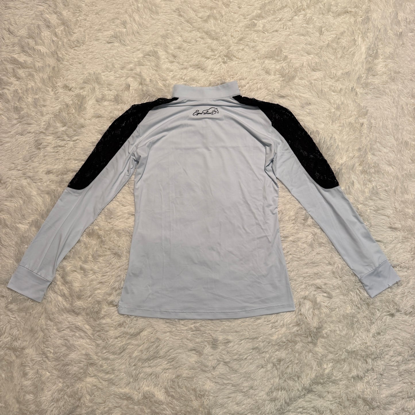 Women’s Medium White/Black Lace Equishow Long Sleeve Horseback Riding Show Shirt