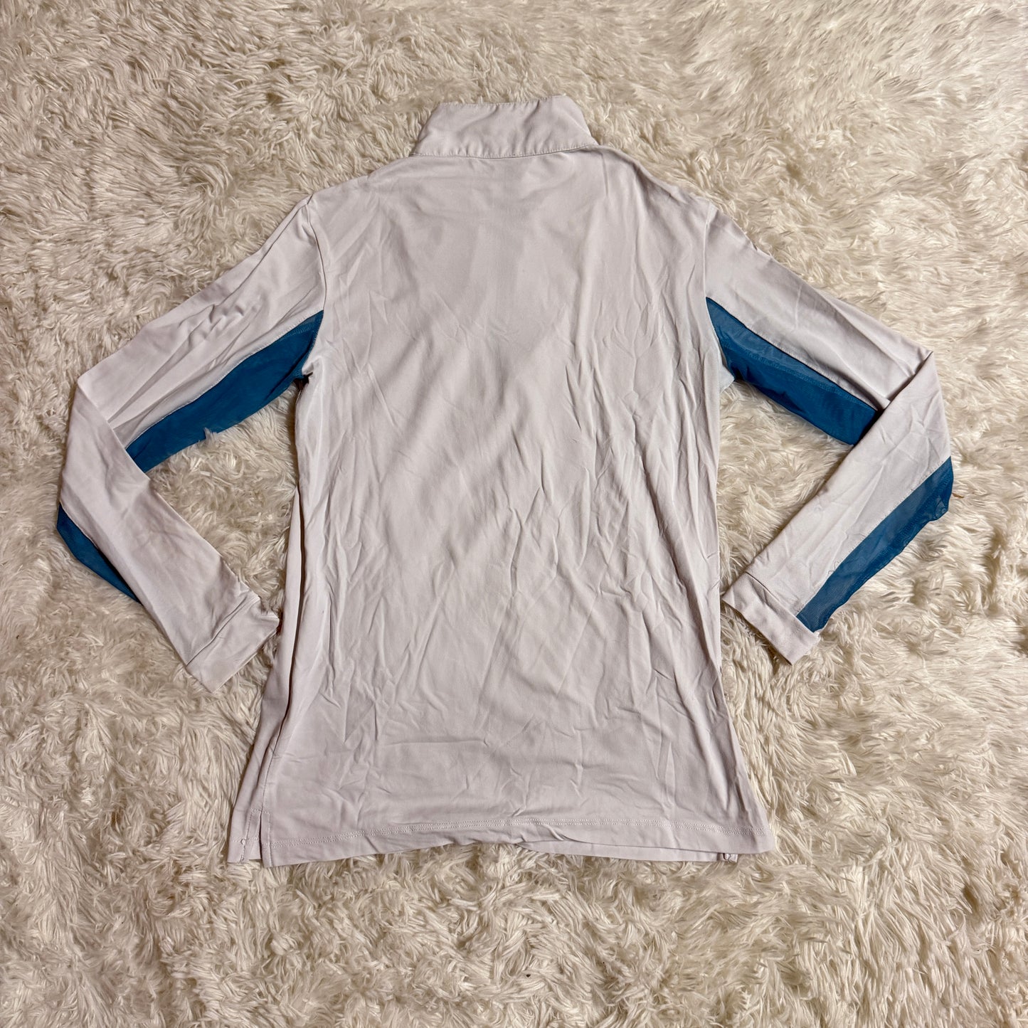 Women’s XS White/Blue Tailored Sportsman Long Sleeve Horseback Riding Sunshirt