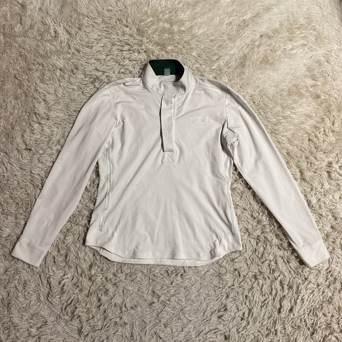 Women’s Large White Lo Ride Long Sleeve Horseback Riding Show Shirt